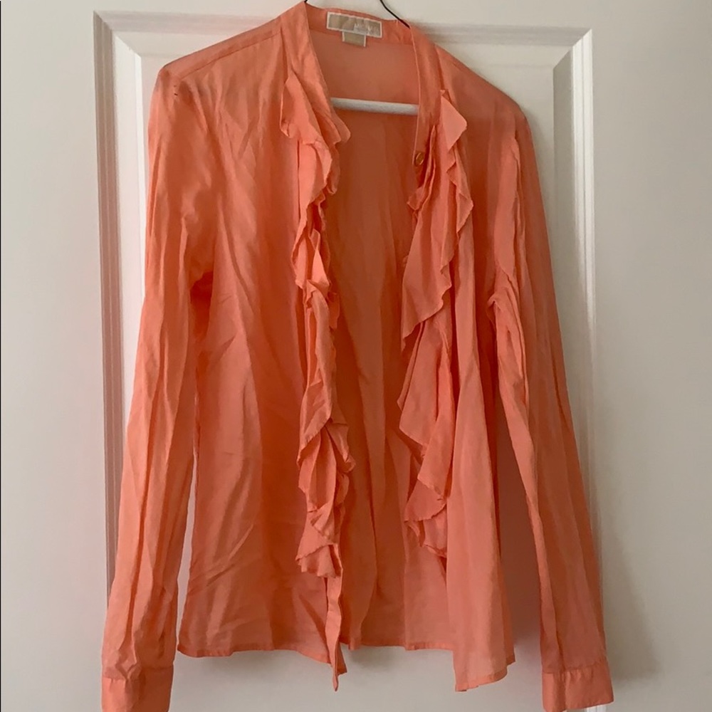 Michael Kors Long Sleeve Peach Shirt w/Ruffles